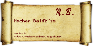 Macher Balázs névjegykártya